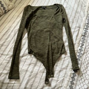 Express Green Ribbed Bodysuit